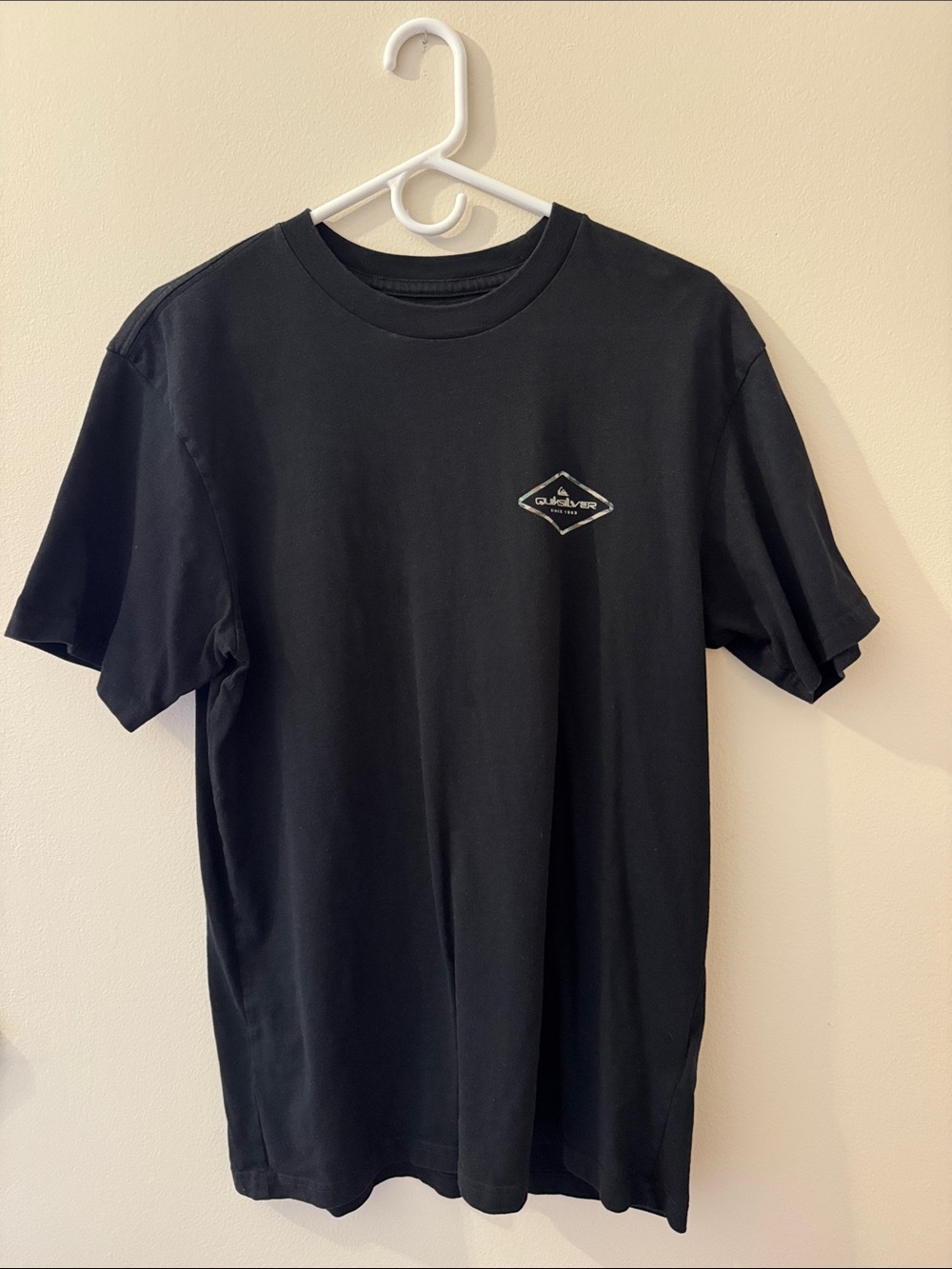 Quiksilver Black Short Sleeve Tee with Small Chest Badge